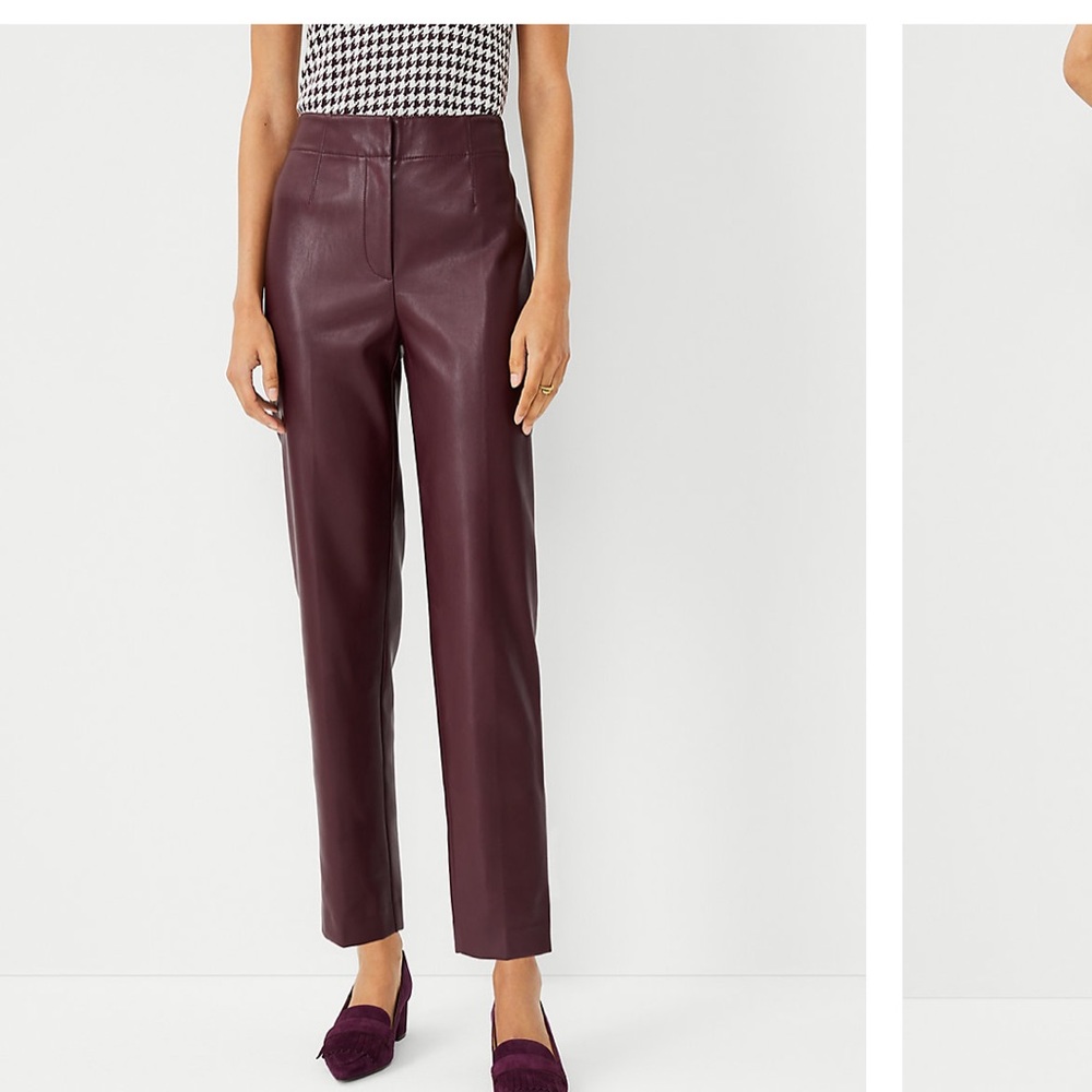 Ann Taylor Faux Leather Pants: Elegant Burgundy Women's Pants